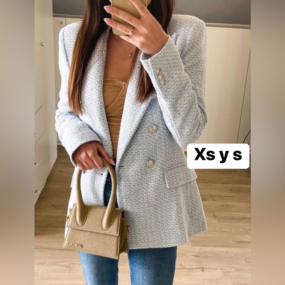 Zara Bloggers Favorite Blue Tweed Blazer